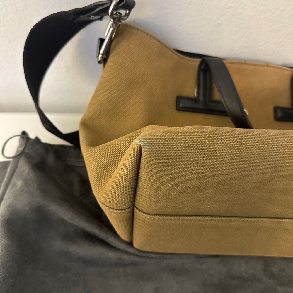 Tom Ford Olive Green Canvas Tote with Black Strap - Picture 7 of 11